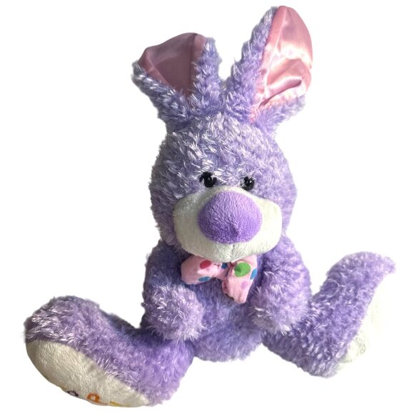 Dan Dee Purple Plush Easter Bunny With "Happy Easter" Embroidery on Feet 12" - Picture 5 of 5